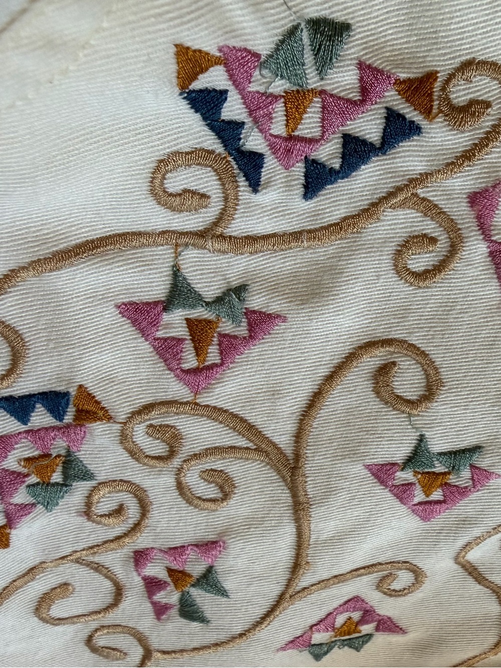 Vintage Wrangler Western Wear Embroidered Southwestern Button Down Ivory Medium - Picture 14 of 14